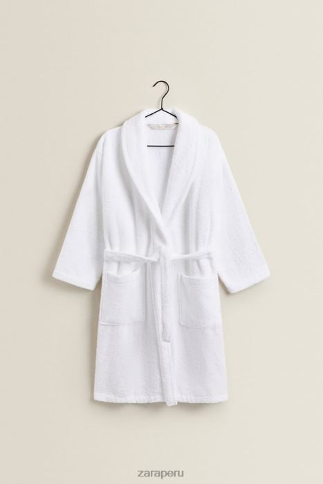 Zara unisexo bata de baño de algodón premium BDP8J1736 accesorios blanco