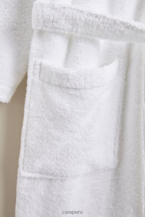 Zara unisexo bata de baño de algodón premium BDP8J1736 accesorios blanco