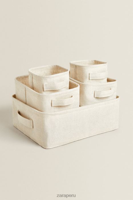 Zara unisexo caja organizadora de algodon y lino BDP8J1712 accesorios beige claro