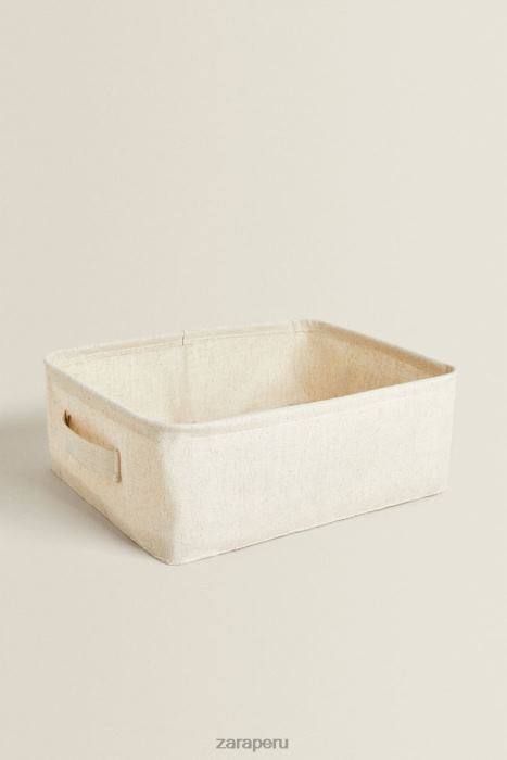 Zara unisexo caja organizadora de algodon y lino BDP8J1712 accesorios beige claro