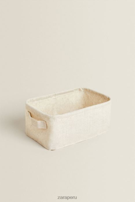 Zara unisexo caja organizadora de algodon y lino BDP8J1712 accesorios beige claro