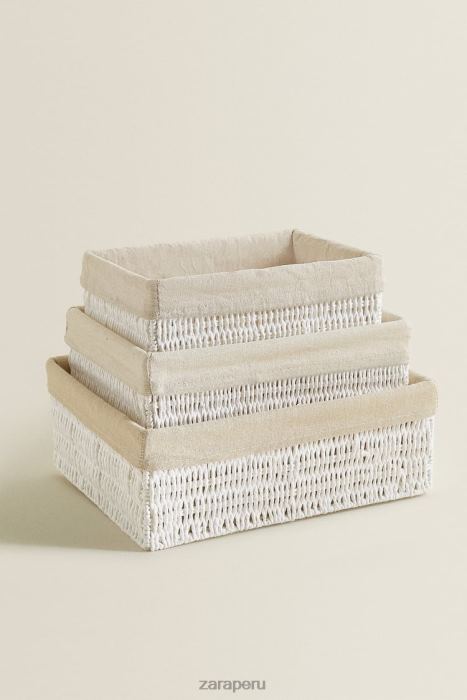 Zara unisexo cesta interior de tela rectangular BDP8J1734 accesorios blanco