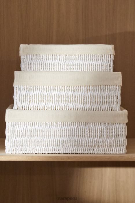 Zara unisexo cesta interior de tela rectangular BDP8J1734 accesorios blanco