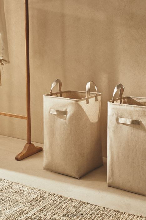 Zara unisexo cesto de ropa plegable BDP8J1711 accesorios beige claro