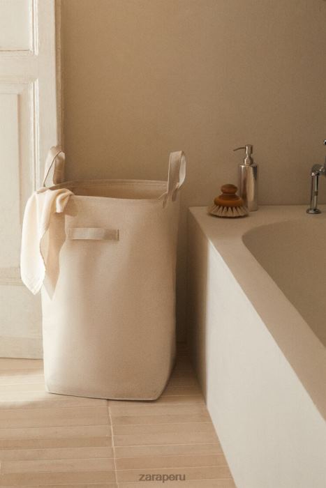 Zara unisexo cesto de ropa plegable BDP8J1711 accesorios beige claro