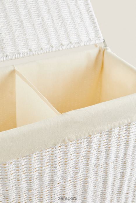 Zara unisexo cesto para la ropa sucia con dos compartimentos BDP8J1745 accesorios blanco