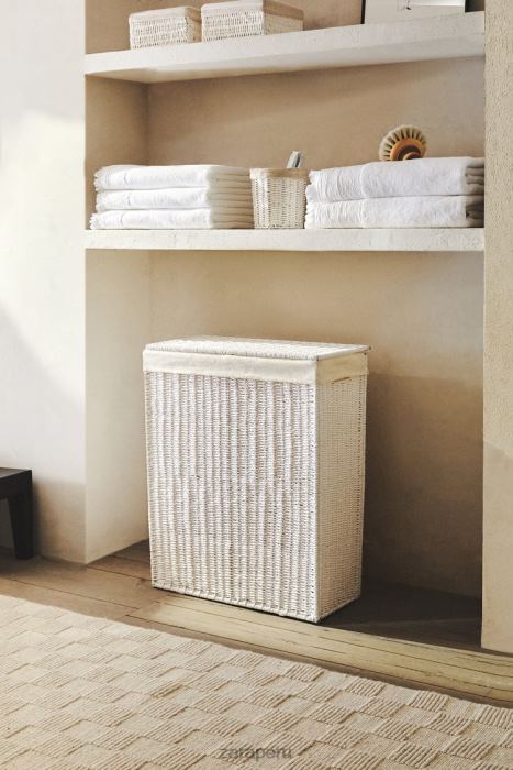 Zara unisexo cesto para la ropa sucia con dos compartimentos BDP8J1745 accesorios blanco