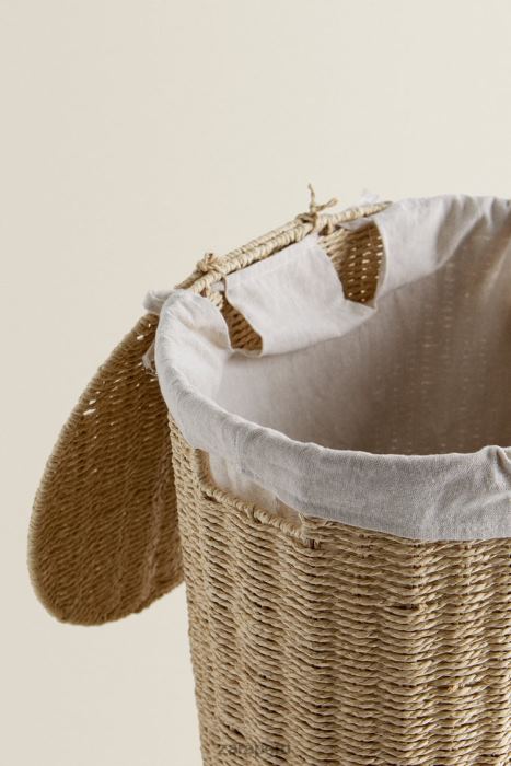 Zara unisexo cesto para la ropa sucia forrado en tela BDP8J1735 accesorios beige claro