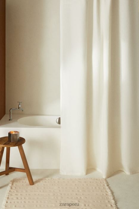 Zara unisexo cortina de ducha de lino BDP8J1702 accesorios ostra blanca