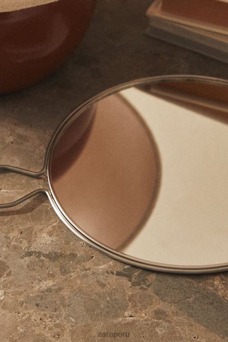 Zara unisexo espejo de mano con marco de acero BDP8J1750 accesorios plata mate