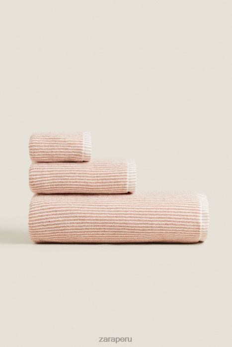 Zara unisexo toalla a rayas con hilo teñido BDP8J1699 accesorios Rosa palido
