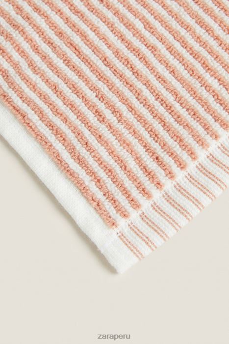Zara unisexo toalla a rayas con hilo teñido BDP8J1699 accesorios Rosa palido