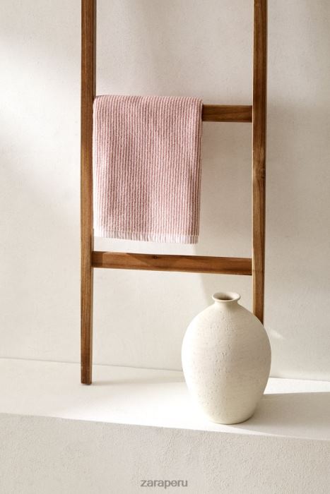 Zara unisexo toalla a rayas con hilo teñido BDP8J1699 accesorios Rosa palido