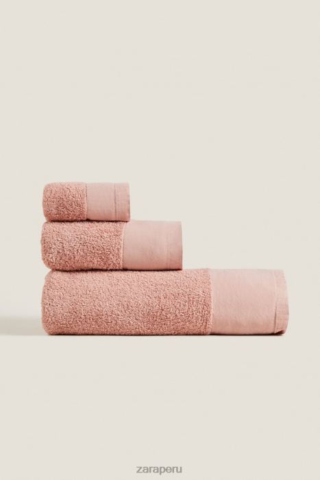 Zara unisexo toalla con aplique de lino BDP8J1713 accesorios Rosa palido
