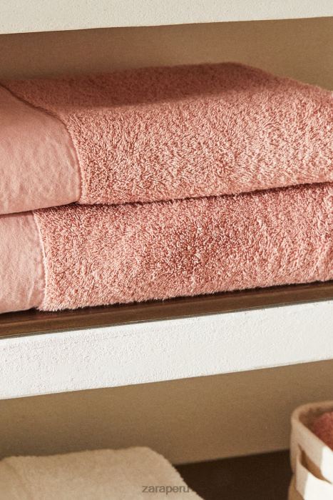 Zara unisexo toalla con aplique de lino BDP8J1713 accesorios Rosa palido