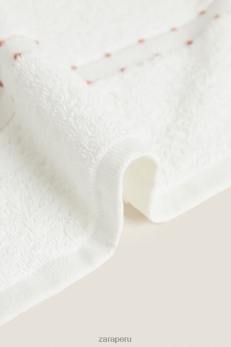 Zara unisexo toalla de algodón con borde bordado BDP8J1705 accesorios ostra blanca