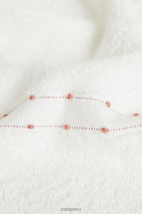 Zara unisexo toalla de algodón con borde bordado BDP8J1705 accesorios ostra blanca