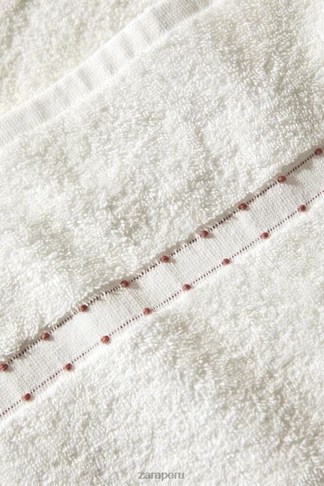 Zara unisexo toalla de algodón con borde bordado BDP8J1705 accesorios ostra blanca