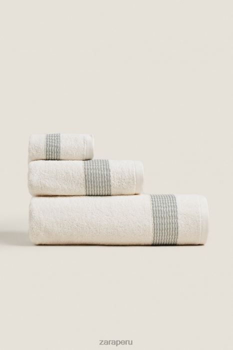 Zara unisexo toalla de algodón con borde plisado BDP8J1732 accesorios aguamarina