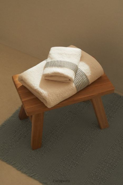 Zara unisexo toalla de algodón con borde plisado BDP8J1732 accesorios aguamarina