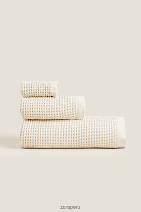Zara unisexo toalla de algodón con textura tipo gofre BDP8J1721 accesorios beige claro