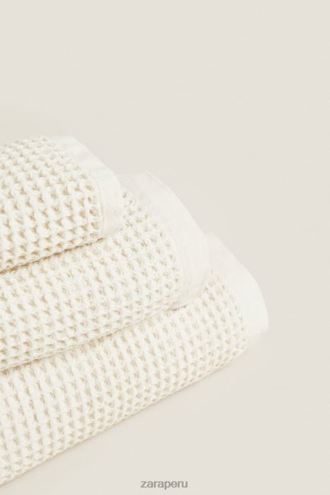 Zara unisexo toalla de algodón con textura tipo gofre BDP8J1721 accesorios beige claro