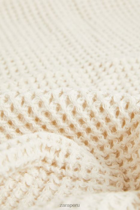 Zara unisexo toalla de algodón con textura tipo gofre BDP8J1721 accesorios beige claro