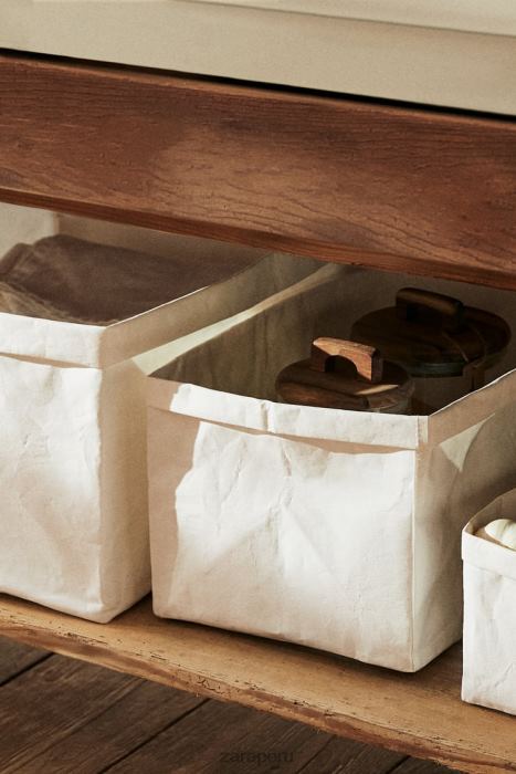 Zara unisexo cesta organizadora con diseño de papel BDP8J1696 accesorios blanco