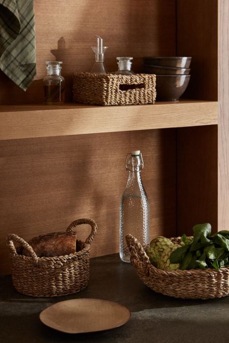 Zara unisexo cesta tejida con asas BDP8J1698 accesorios beige claro