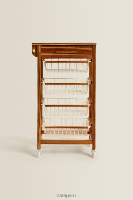 Zara unisexo muebles de almacenamiento de madera y metal con ruedas BDP8J1680 accesorios beige claro