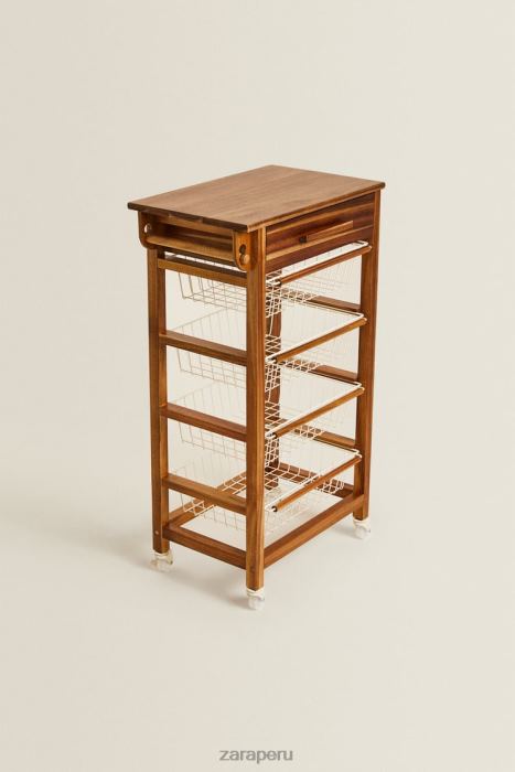 Zara unisexo muebles de almacenamiento de madera y metal con ruedas BDP8J1680 accesorios beige claro