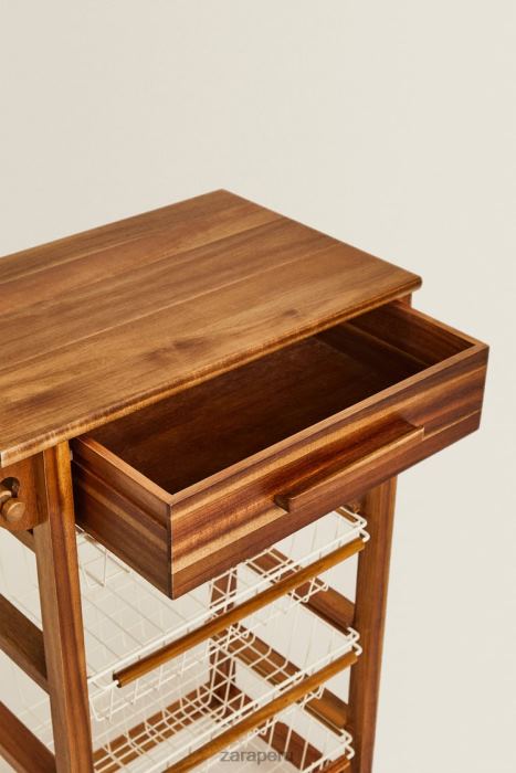 Zara unisexo muebles de almacenamiento de madera y metal con ruedas BDP8J1680 accesorios beige claro