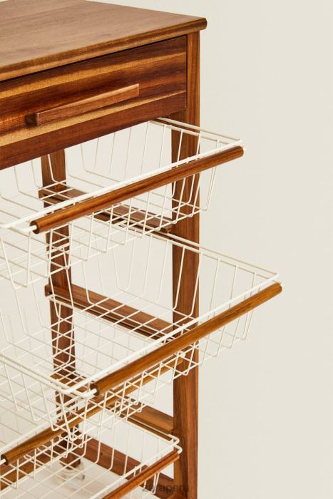 Zara unisexo muebles de almacenamiento de madera y metal con ruedas BDP8J1680 accesorios beige claro