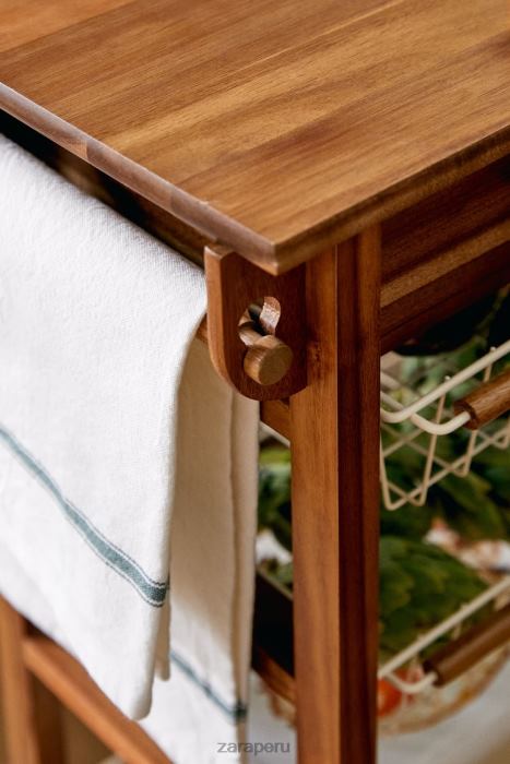 Zara unisexo muebles de almacenamiento de madera y metal con ruedas BDP8J1680 accesorios beige claro