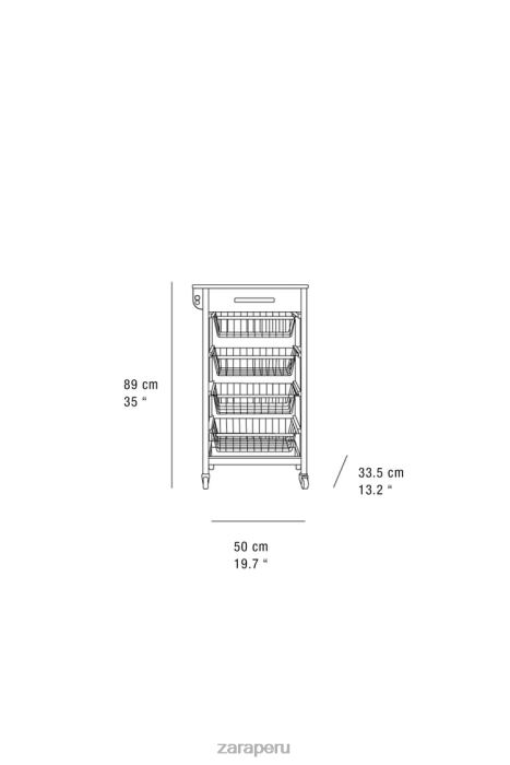 Zara unisexo muebles de almacenamiento de madera y metal con ruedas BDP8J1680 accesorios beige claro