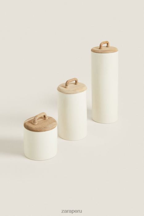 Zara unisexo tarro de cerámica y madera BDP8J1689 accesorios crema