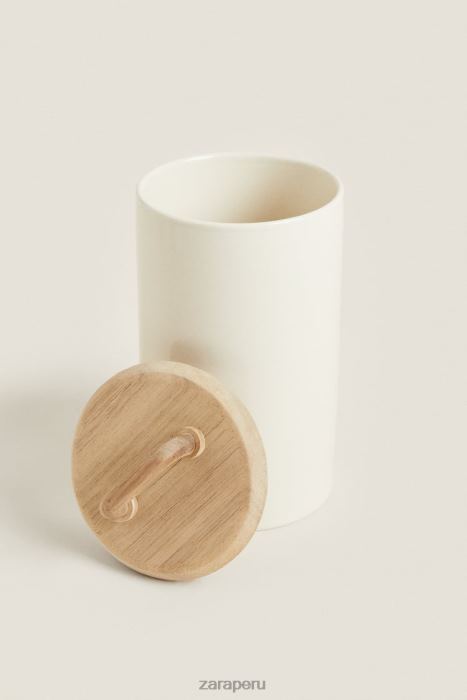 Zara unisexo tarro de cerámica y madera BDP8J1689 accesorios crema