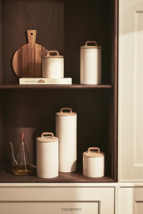 Zara unisexo tarro de cerámica y madera BDP8J1689 accesorios crema