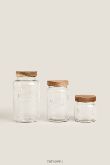 Zara unisexo tarro de cristal con tapa de rosca BDP8J1684 accesorios beige claro