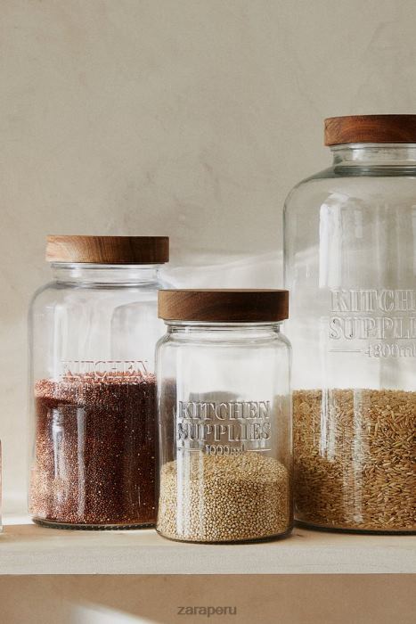 Zara unisexo tarro de cristal con tapa de rosca BDP8J1684 accesorios beige claro