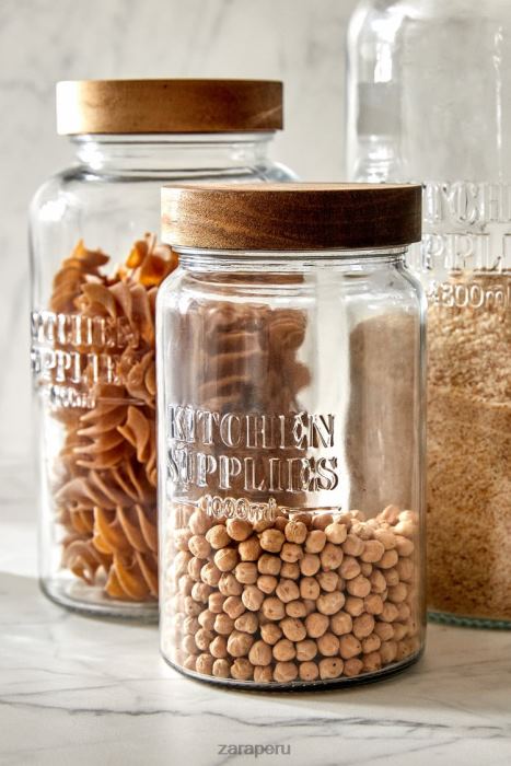 Zara unisexo tarro de cristal con tapa de rosca BDP8J1684 accesorios beige claro