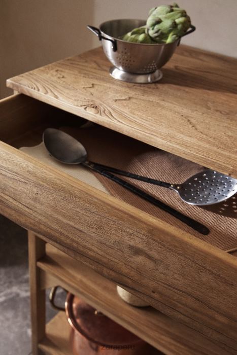 Zara unisexo unidad de almacenamiento de madera BDP8J1682 accesorios beige claro