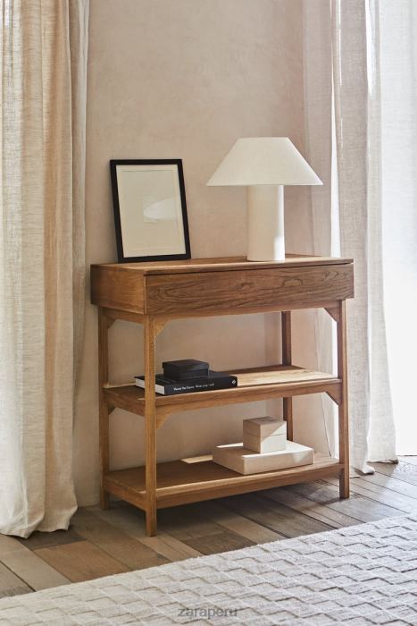 Zara unisexo unidad de almacenamiento de madera BDP8J1682 accesorios beige claro