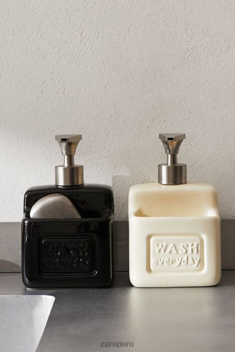 Zara unisexo dispensador de jabón para platos con almacenamiento BDP8J1786 accesorios crema