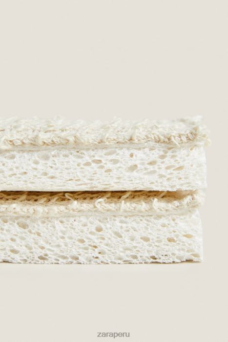 Zara unisexo esponja para fregar (paquete de 2) BDP8J1788 accesorios beige claro