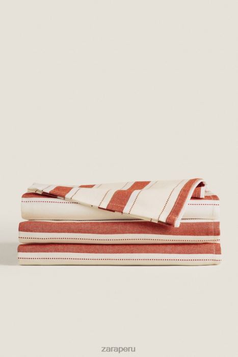 Zara unisexo mantel a rayas de hilo teñido BDP8J1664 accesorios ladrillo