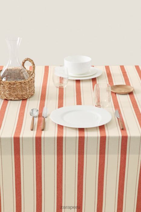 Zara unisexo mantel a rayas de hilo teñido BDP8J1664 accesorios ladrillo