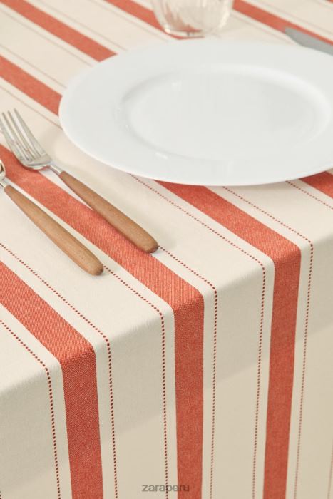 Zara unisexo mantel a rayas de hilo teñido BDP8J1664 accesorios ladrillo