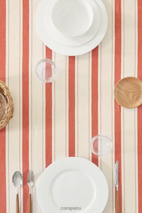 Zara unisexo mantel a rayas de hilo teñido BDP8J1664 accesorios ladrillo