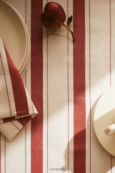 Zara unisexo mantel a rayas de hilo teñido BDP8J1664 accesorios ladrillo